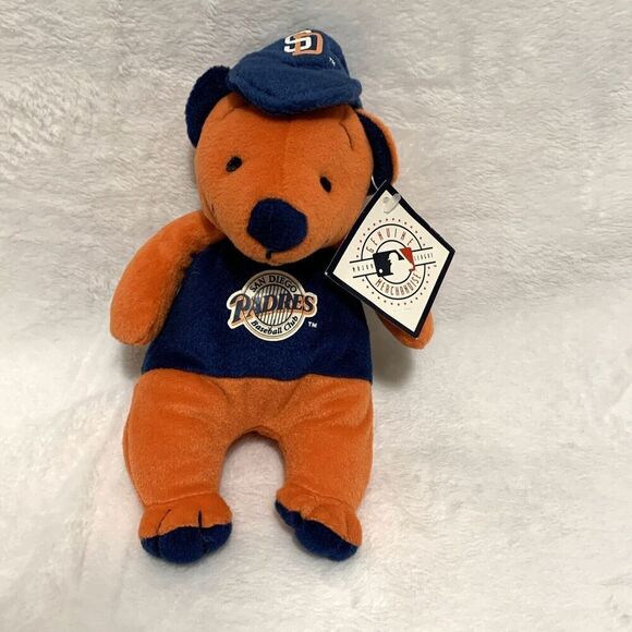 Padres Plush Bear 2002 MLB With Tag Hat Orange Blue San Diego - Picture 1 of 9